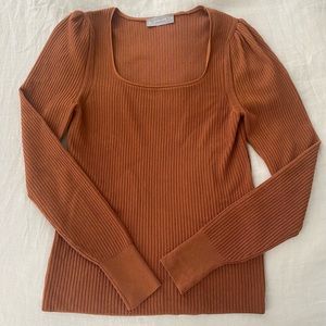 Everlane Square Neck Ribbed Knit Top, M
